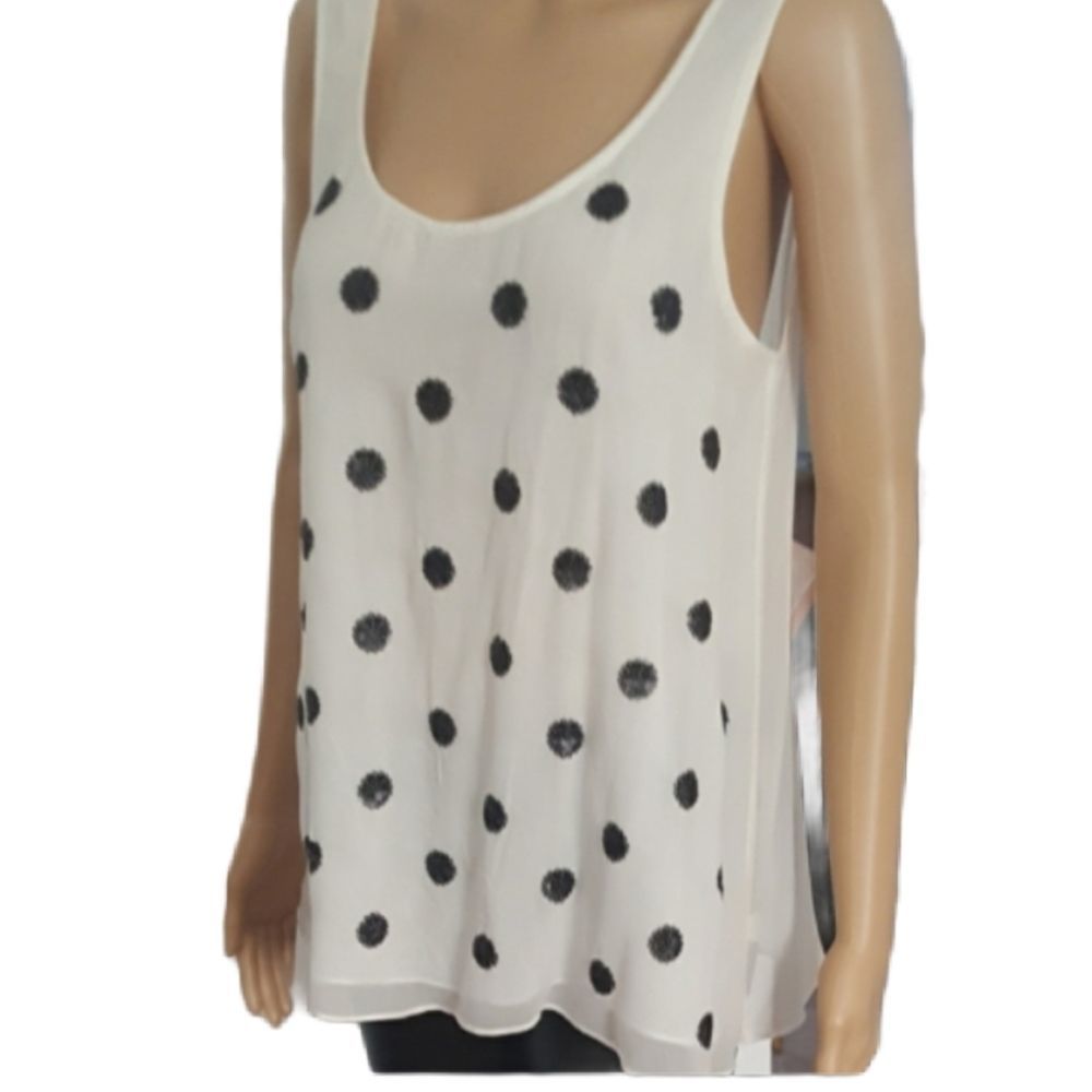 Project Shirt Sheer Sleeveless White Black Floral Design Womens Size Medium